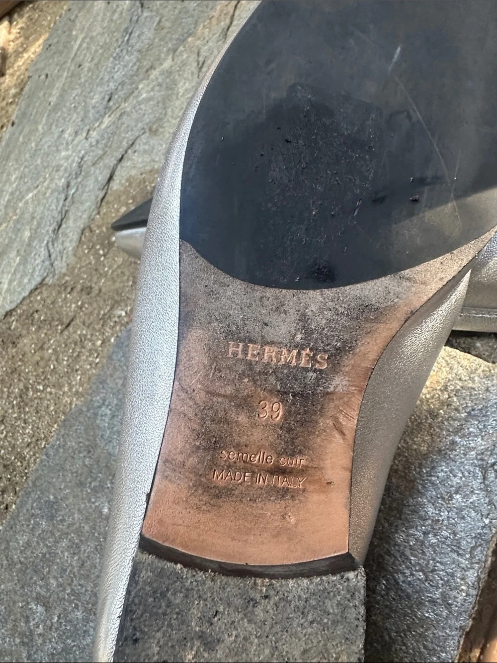 Hermes silver loafers